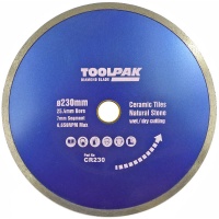 ToolPak 230mm x 25.4mm Tile Diamond Blade 7mm Rim