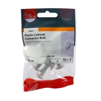 Plastic Cabinet Connector Bolts - White 28mm Pack 4