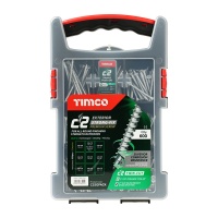 Timco C2 Exterior Strong-Fix Premium Screws - Mixed Tray - PZ - Double Countersunk - Silver 600pcs